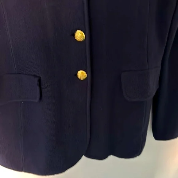 Lauren Ralph Lauren EUC 100% Cotton Navy Blazer Cardigan L. Classic Comfort Knit - Picture 3 of 6